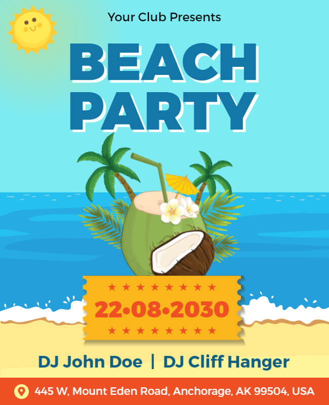 Illustrated Beach Party Flyer