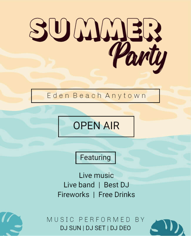 Seaside Serenade Summer Party Flyer