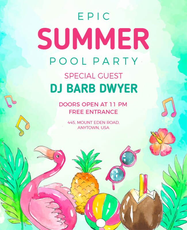 Watercolor Summer Party Flyer