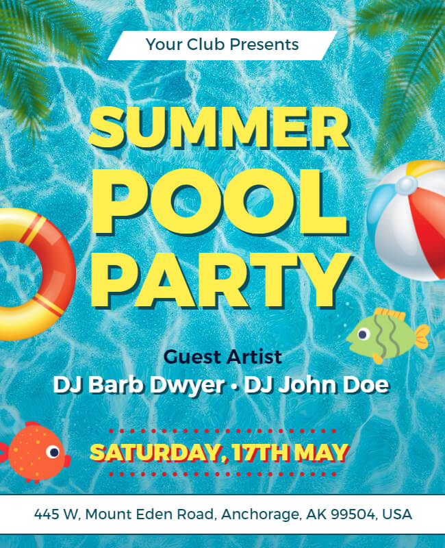 Summer Pool Party Flyer