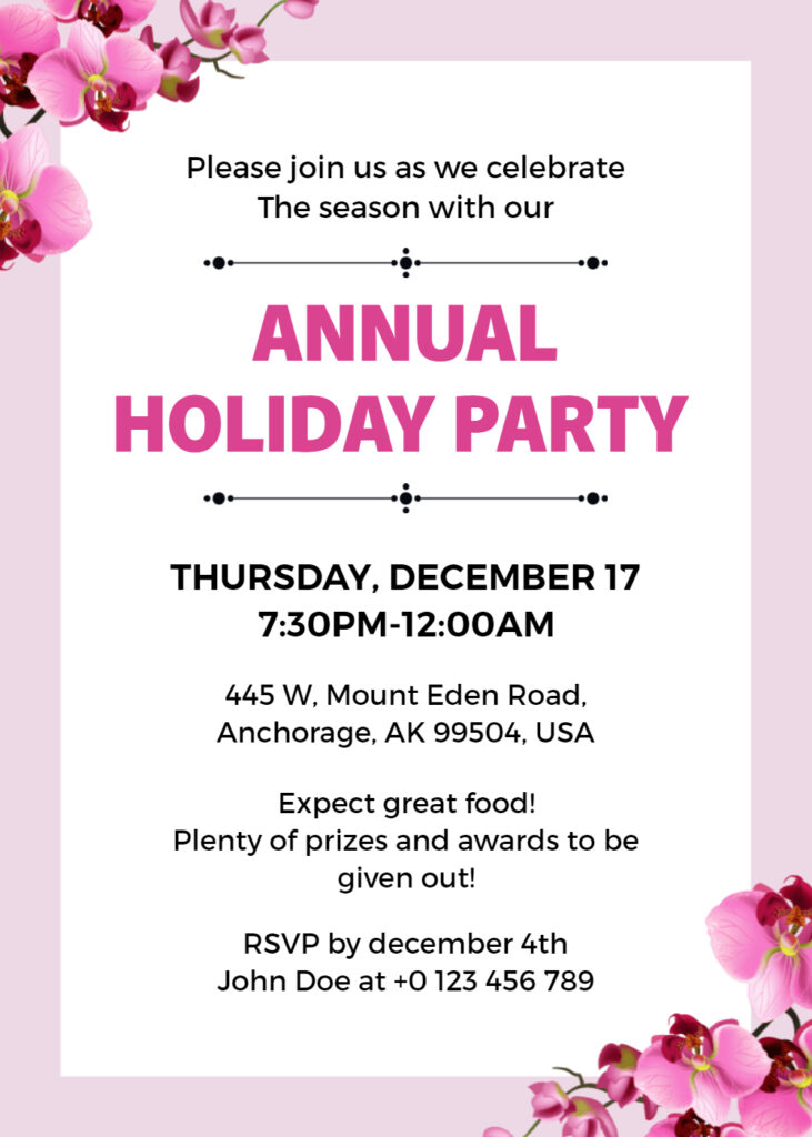 Floral Fantasy Holiday Party Flyer