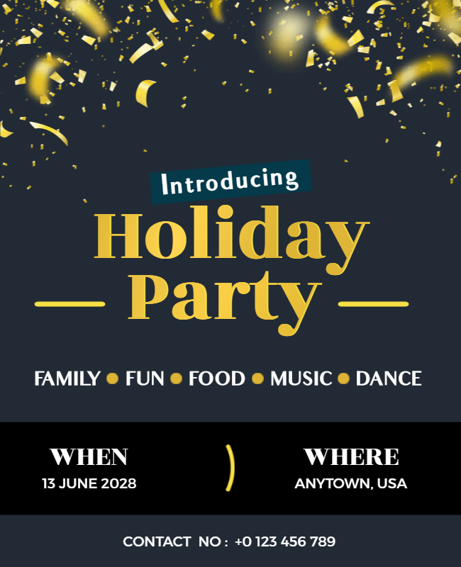 Black & Golden Holiday Party Flyer