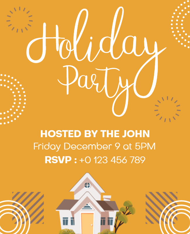 Yellow Illustrated Holiday Party Flyer