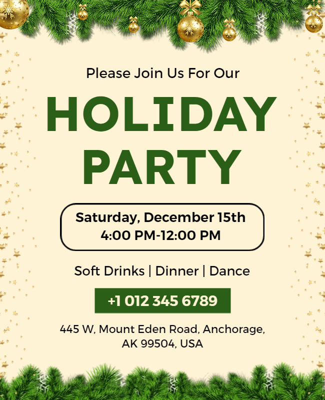 Gleaming Ornaments Holiday Party Flyer