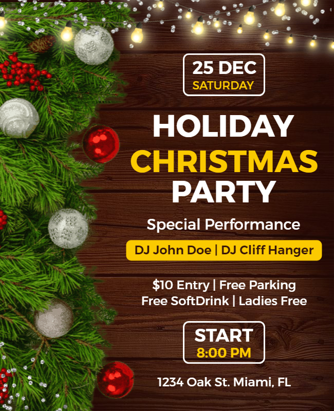 Merry and Bright Holiday Party Flyer