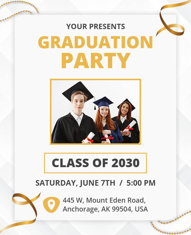 White Minimal Graduation Party Flyer