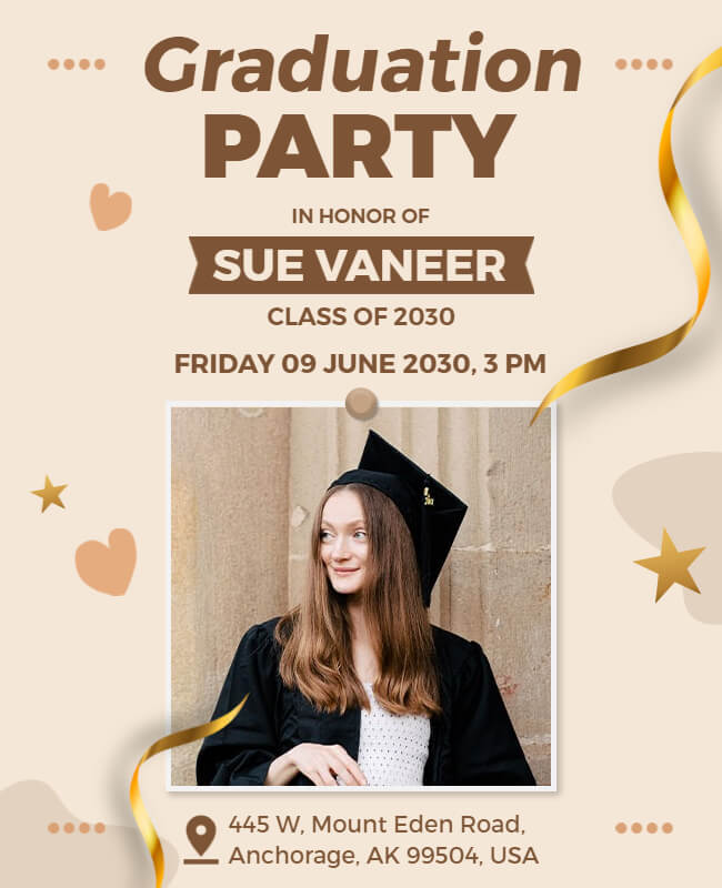 Beige Minimalist Graduation Party Flyer