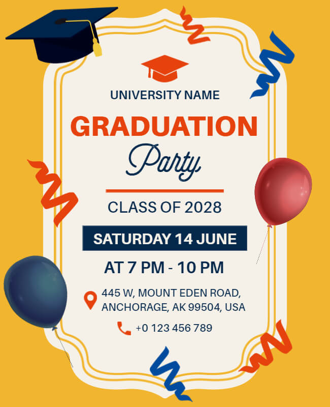 Bold and Bright Graduation Party Flyer
