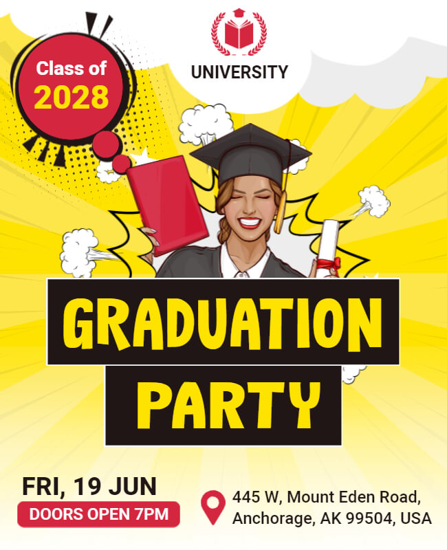 Playful and Fun Graduation Party Flyer