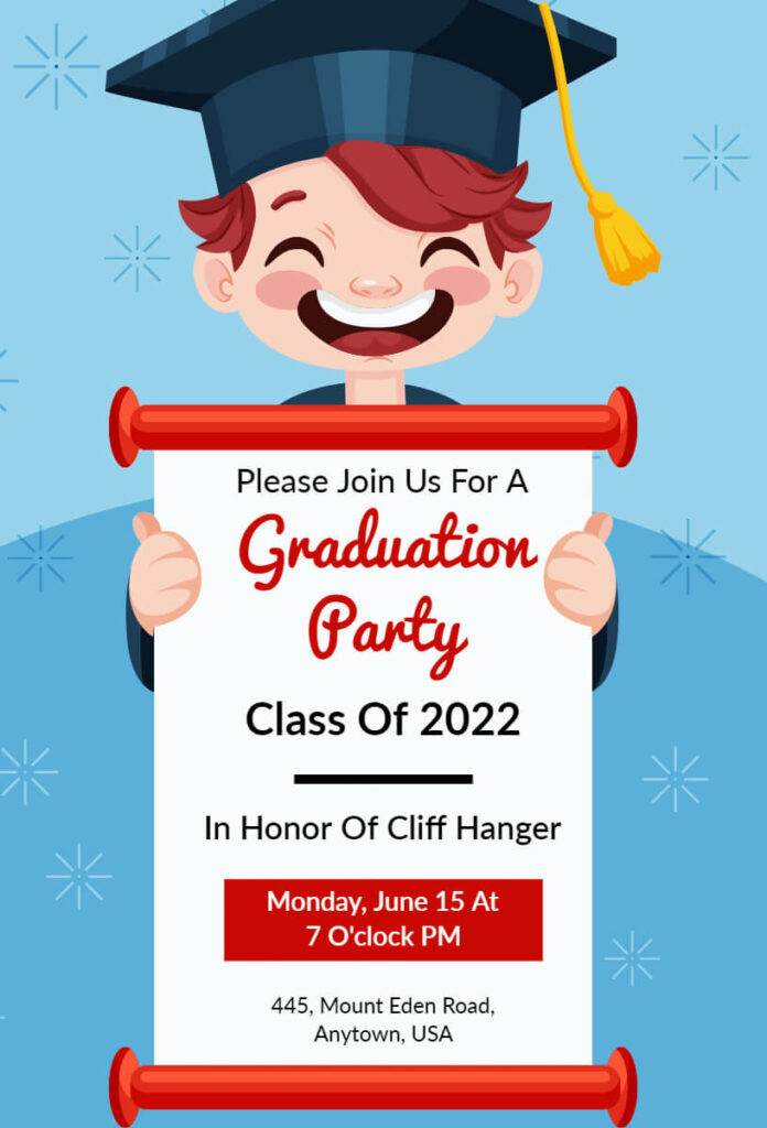 Animated Character Graduation Party Flyer