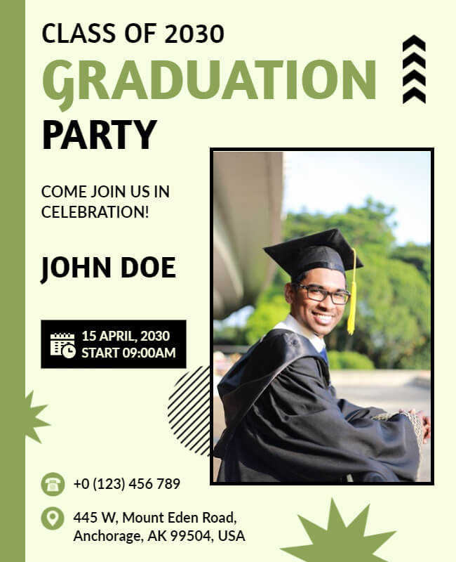 Green Themed Graduation Party Flyer