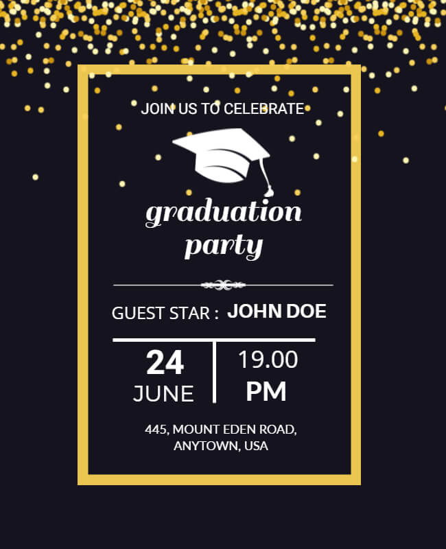 Black Minimal Graduation Party Flyer
