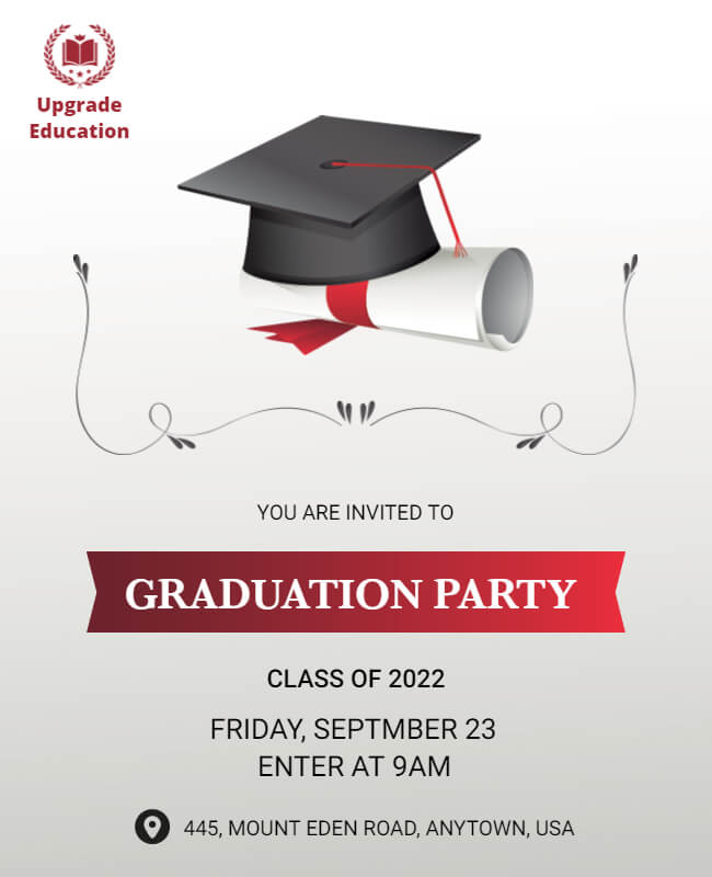 Gray Background Graduation Party Flyer