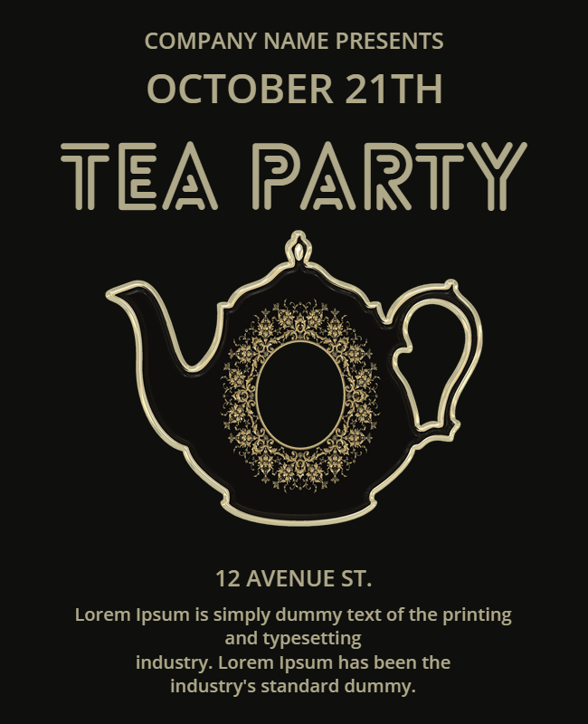 Minimal Black Tea Party Flyer