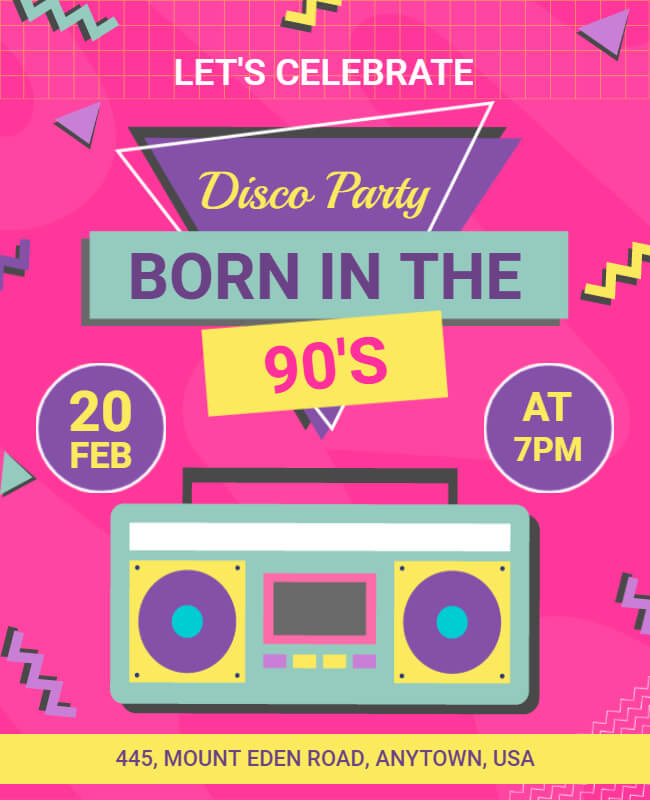 90s Disco Party Flyer
