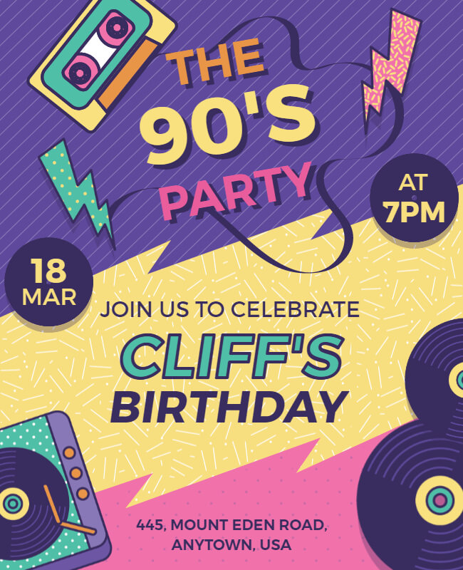 Birthday 90s Party Flyer 