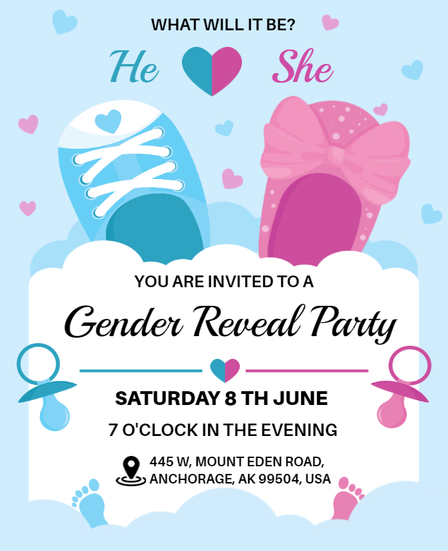 Gender Reveal Party Flyer