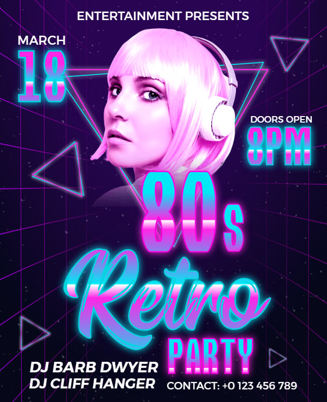 Abstract 80s Party Flyer Template