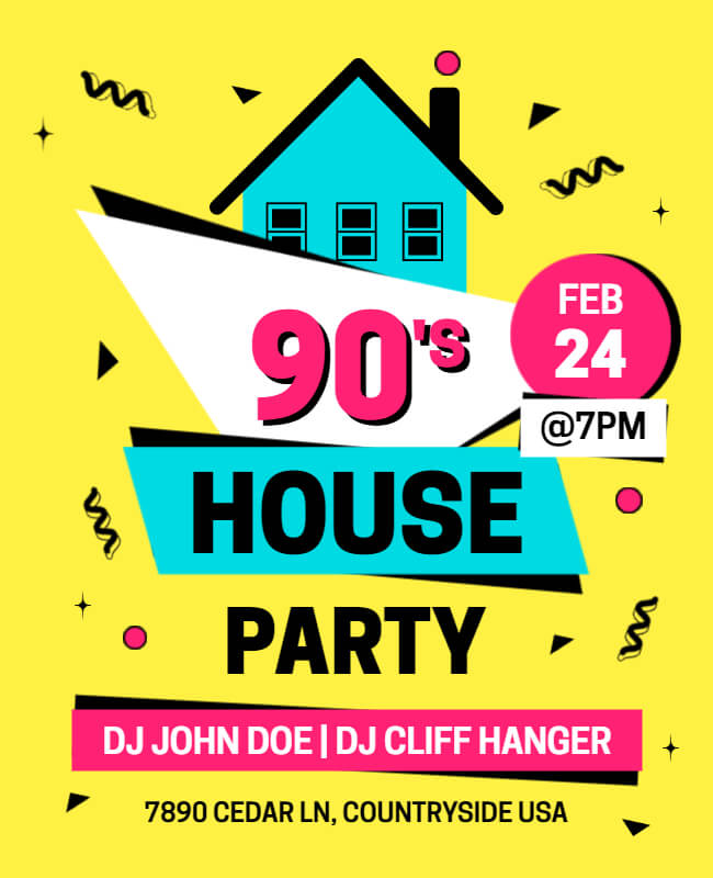90's House Party Flyer Template