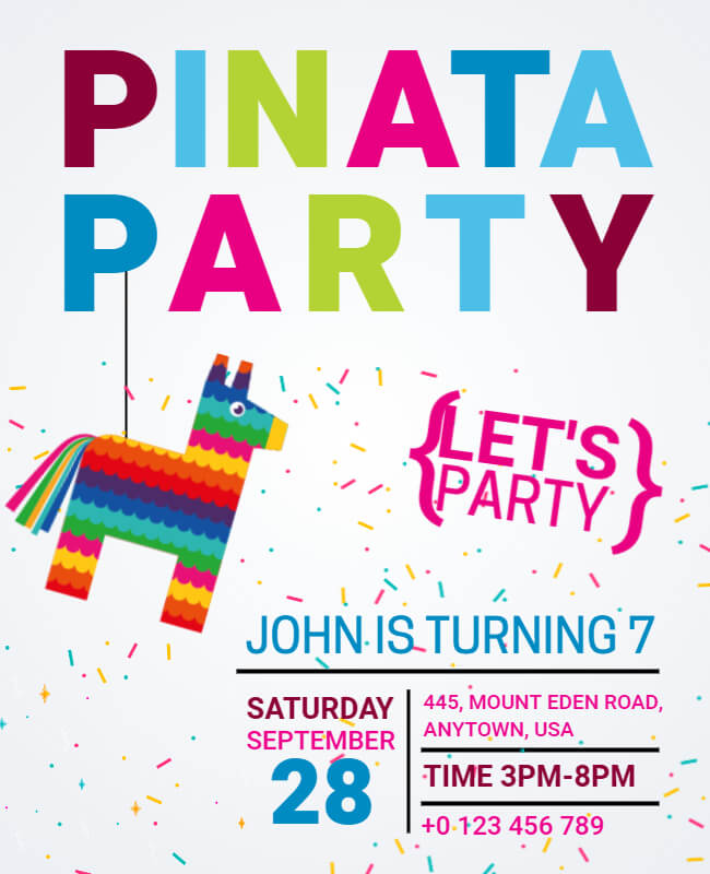 Abstract Pinata Birthday Party Flyer Template