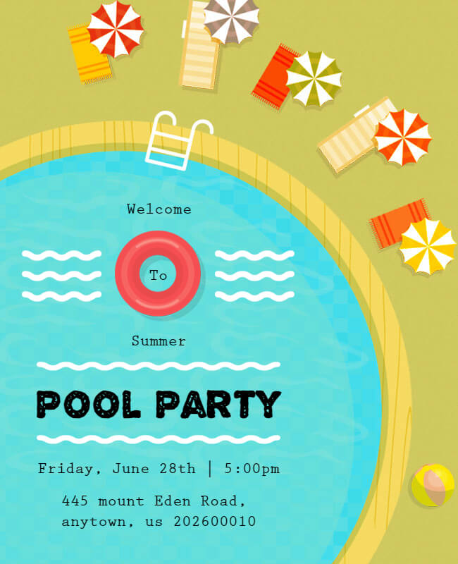 Aqua Kids Pool Party Flyer Templates