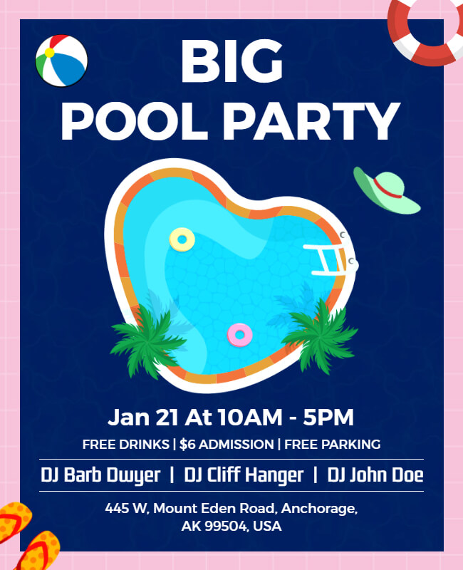 Big Pool Party Flyer Templates