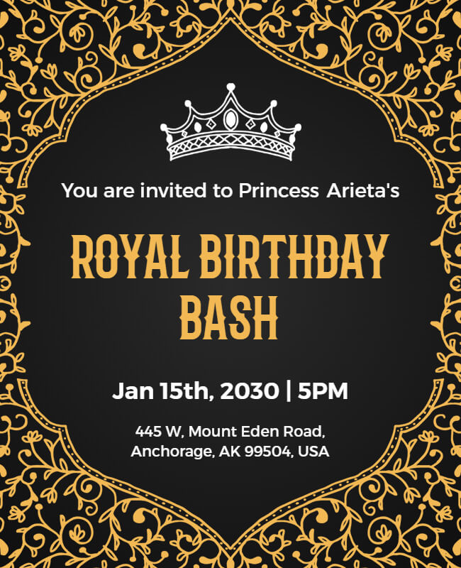 Royal Birthday Party Flyer Template