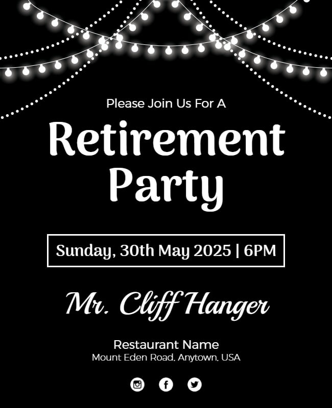 Black Tie Retirement Party Flyer Template