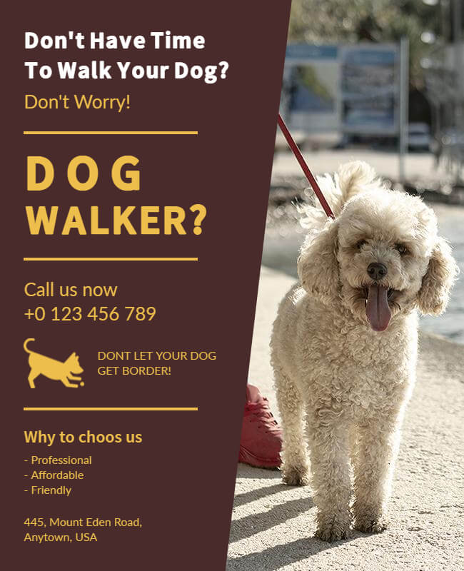 Brown Dog Walker Flyer Template