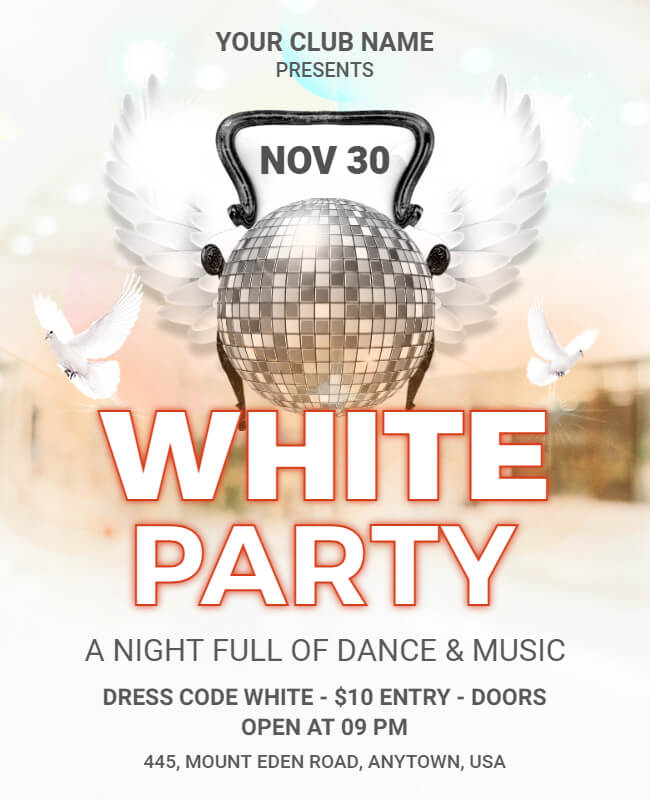 Celestial White Night Party Flyer