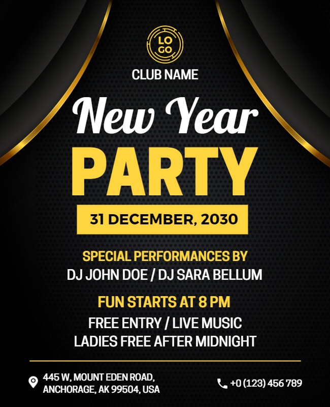 Classic New Year Party Flyer Templates
