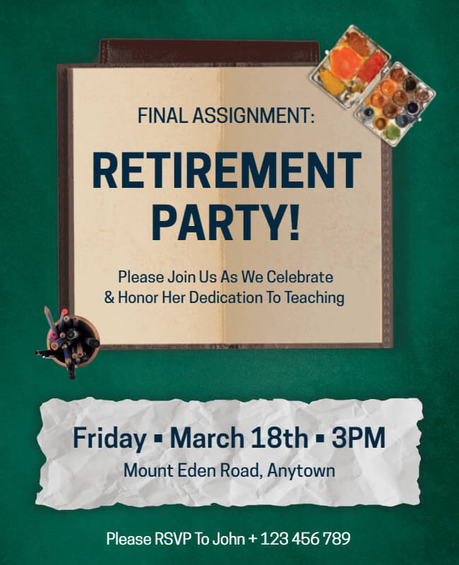 Classic Retirement Party Flyer Template