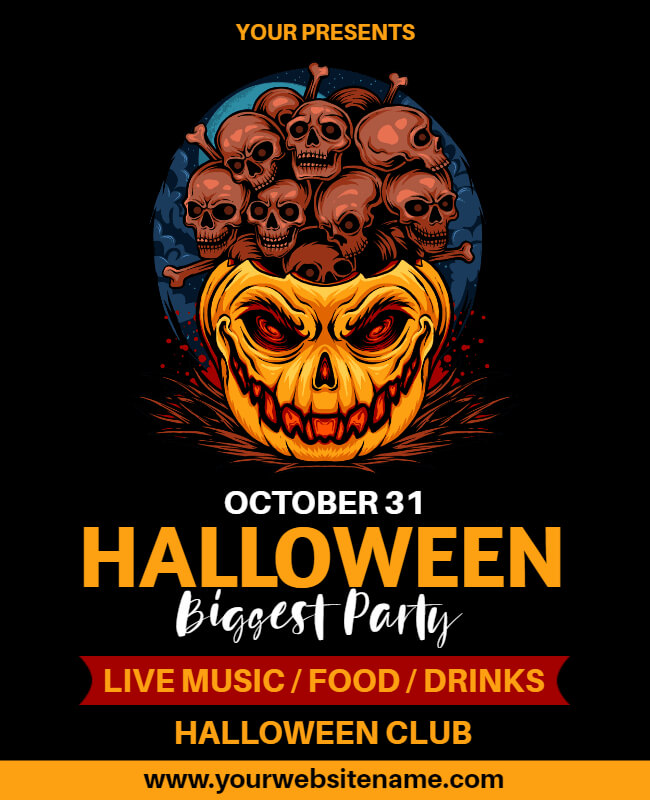 Club Presents Halloween Party Flyer Template