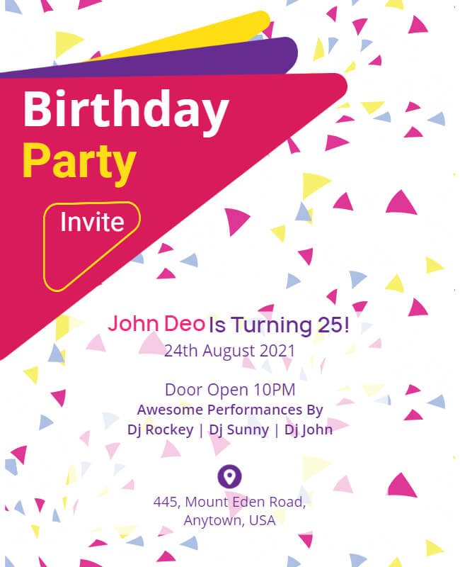 Colorful Abstract Birthday Party Flyer Template