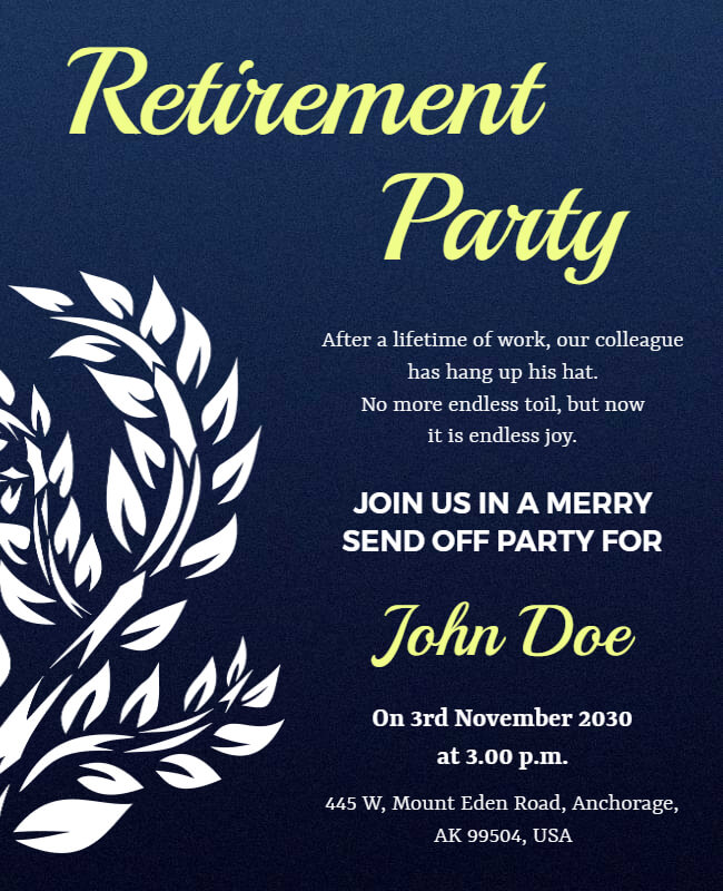 Yellow Floral Retirement Party Flyer