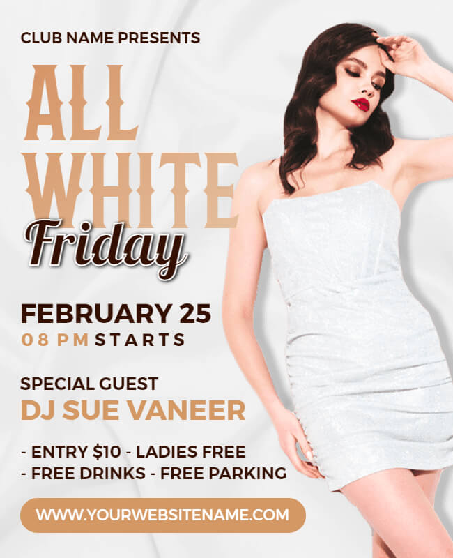 Girls Friday All White Party Flyer