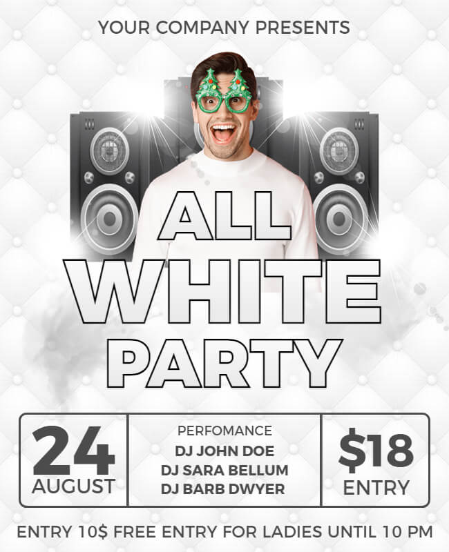 Glowing Festivity All White Party Flyer