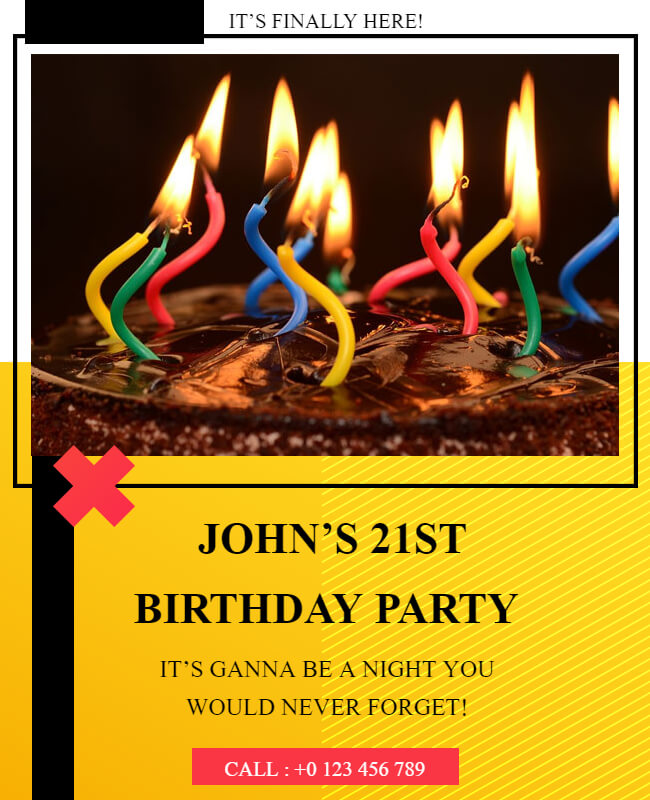 Golden Fizz Birthday Party Flyer Template