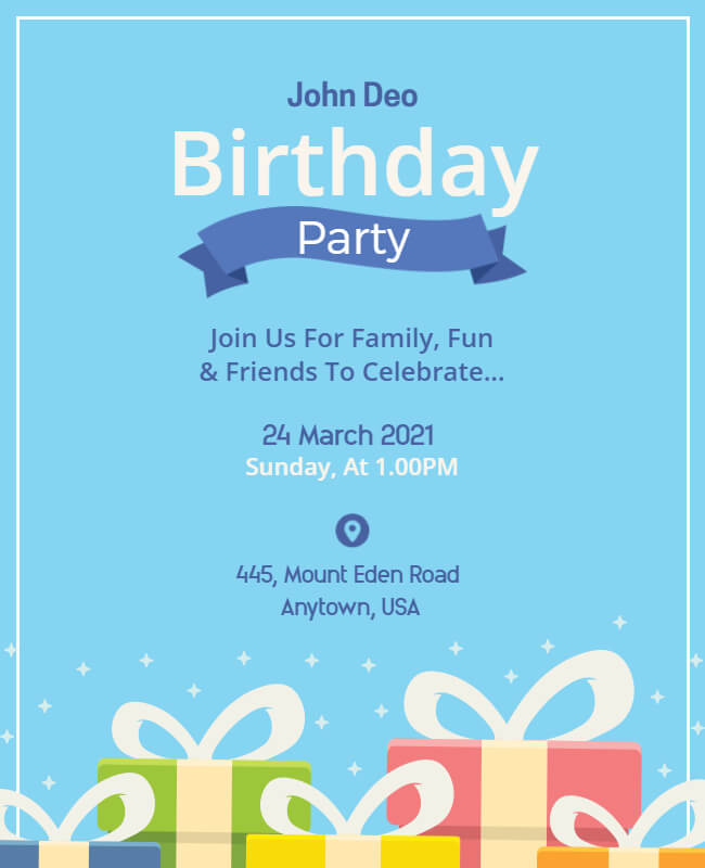 Jeans Blue Birthday Party Flyer Template