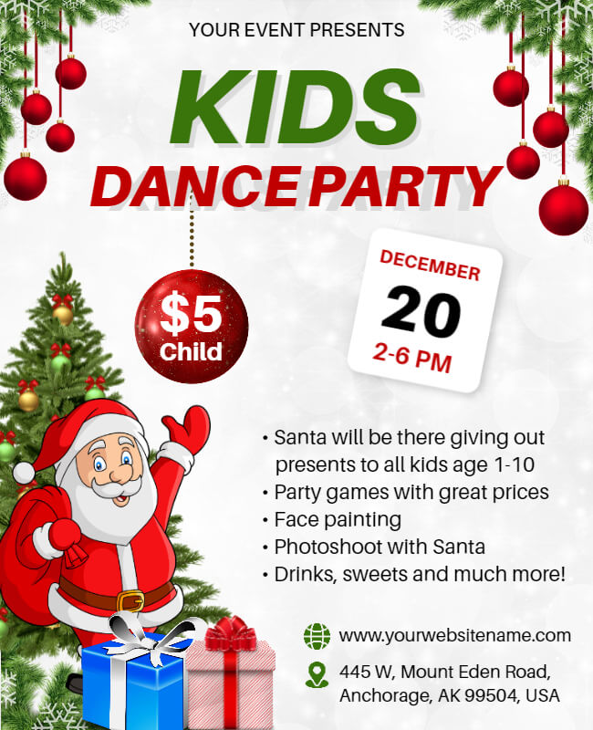 Kids Dance Christmas Party Flyer