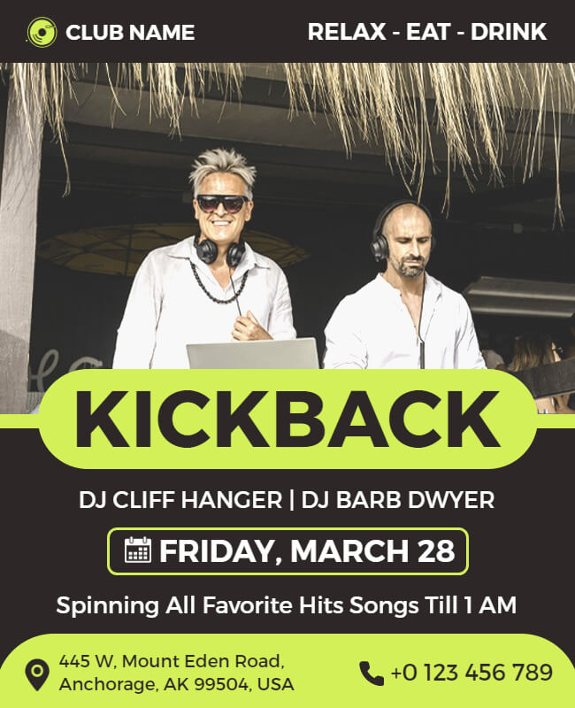 Live Music Kickback Party Flyer Template