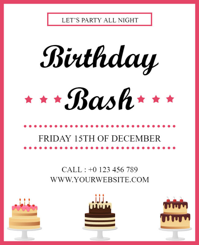 Mandy and White Birthday Party Flyer Template