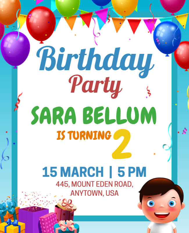 Mint Tulip Birthday Party Flyer Template