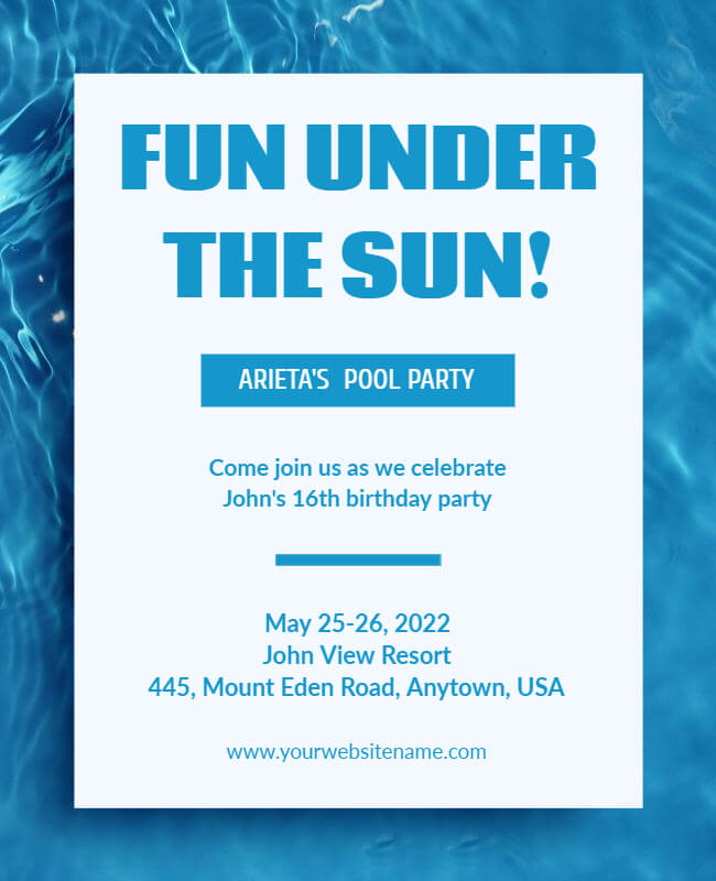 Modern Pool Party Flyer Templates