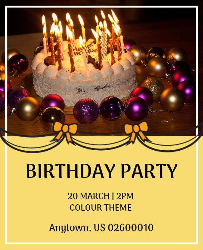 Pale Gold Happy Birthday Party Flyer Template