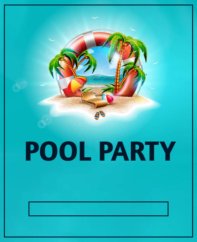 Palm Fronds Pool Party Flyer Background