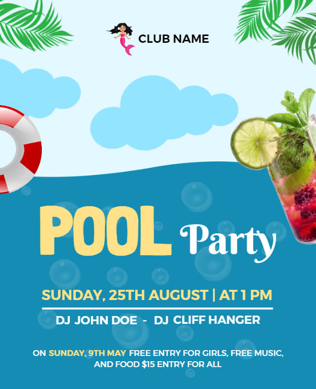 Poolside Chill Out Pool Party Flyer Templates