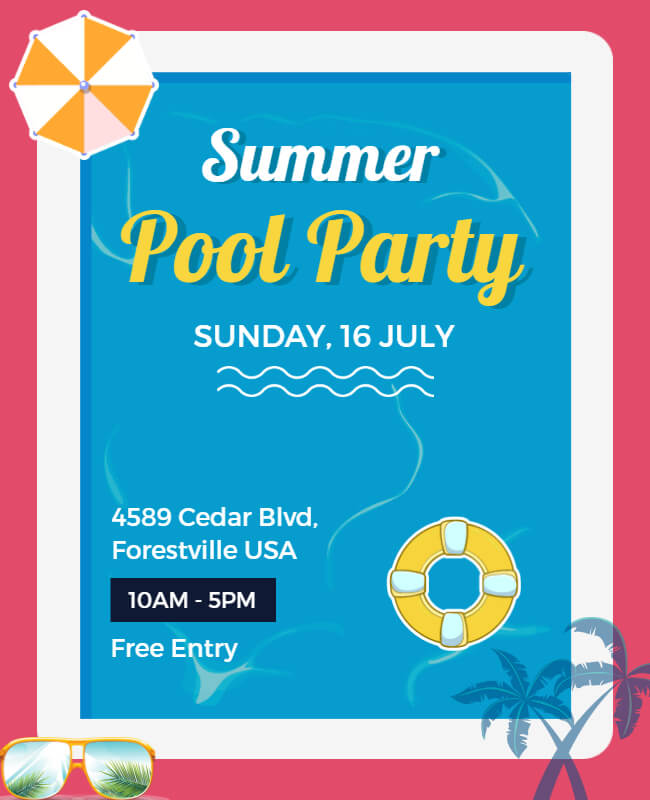 Poolside Paradise Pool Party Flyer Templates