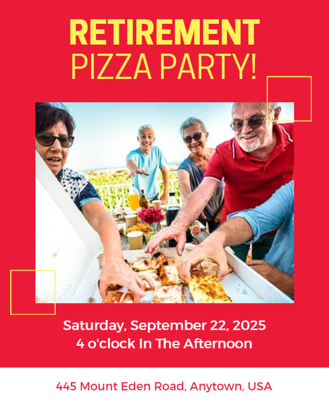 Retirement Pizza Party Flyer Template