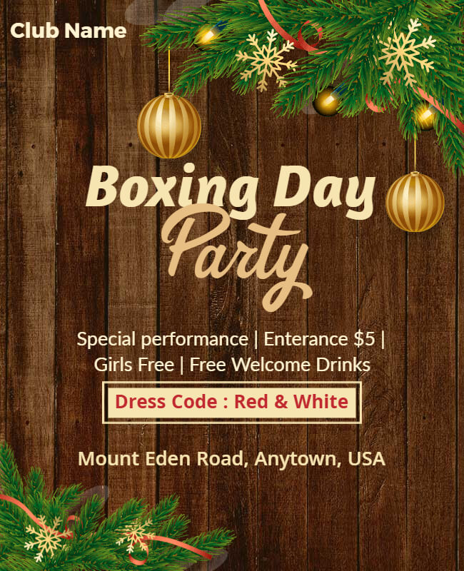 Retro Inspired Boxing Day Flyer Template